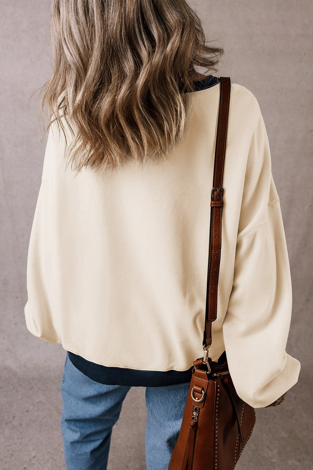 Contrast Round Neck Long Sleeve Sweatshirt