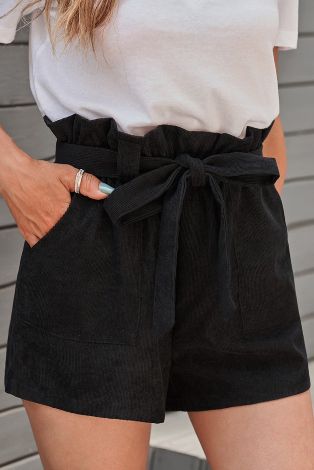 Paperbag Waist Belted Pocket Shorts