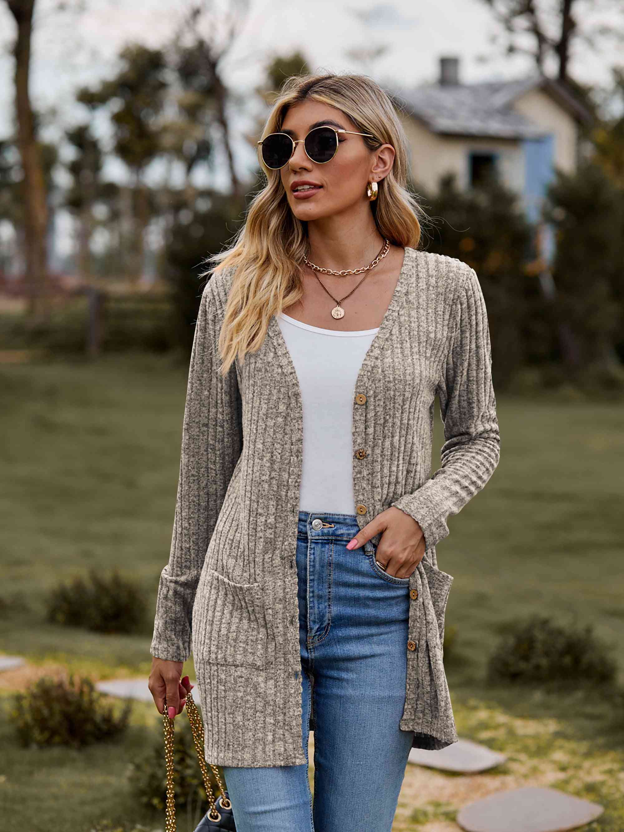 Must Have Staple Button-Up Cardigan with Pockets