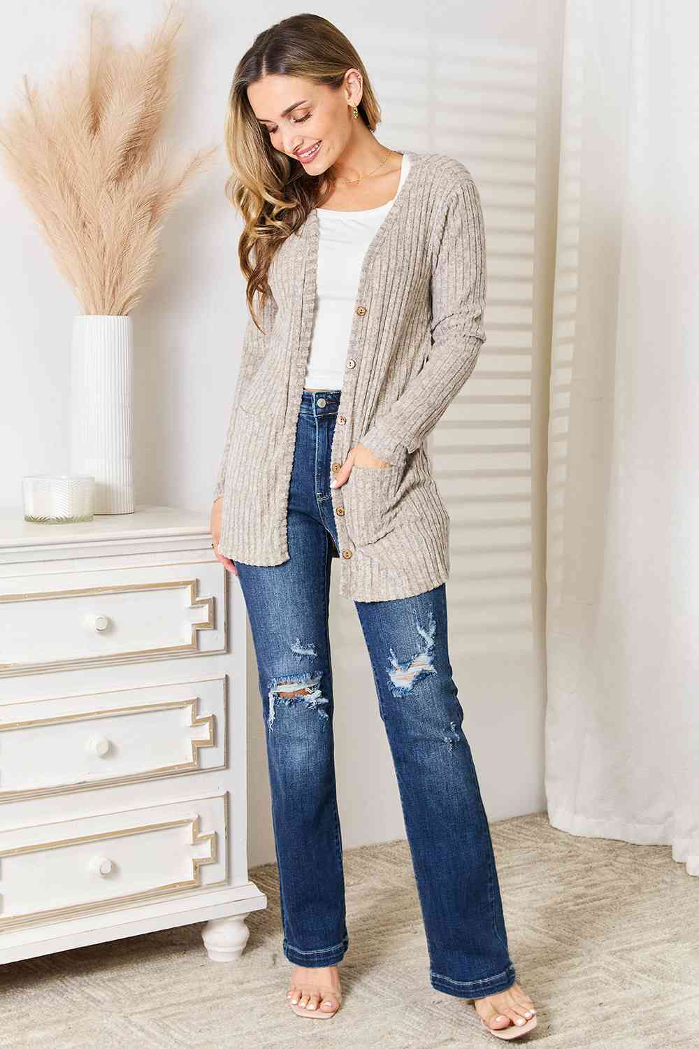 Must Have Staple Button-Up Cardigan with Pockets